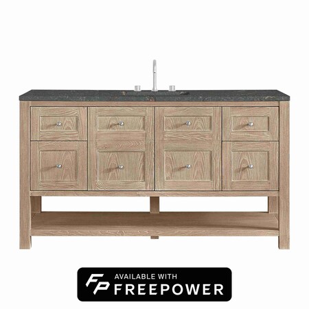 James Martin Vanities Breckenridge 60 in. Single Vanity, Whitewashed Oak w/ 3 CM Parisien Bleu Top 330-V60S-WWO-FPBL