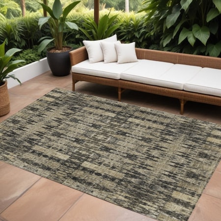 Homeroots 9' X 12' Black Taupe And Beige Moroccan Washable Indoor Outdoor Area Rug 577185