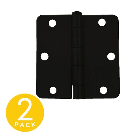 Global Door Controls 3.5 in. x 3.5 in. Residential Full Mortise 1/4 in. Radius Door Hinge with Removable Pin - Pack of 2 CP3535-1/4-US19-M