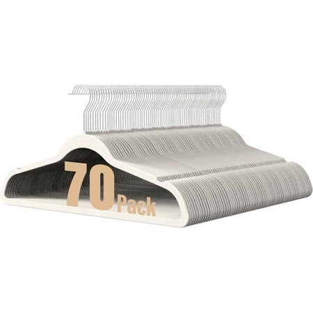 Simple Deluxe HealSmart Velvet Hangers, Space Saving, Non-Slip Heavy Duty Coat Hangers, White, 70PK HKHANGVELVET70WHT