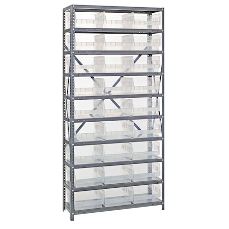 Quantum Storage Systems 10 SHELF OPEN UNIT W/27 BINS CLEAR 1875-210CL