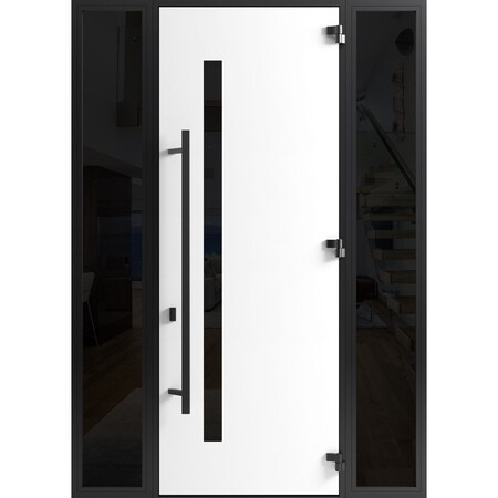 Vdomdoors Front Exterior Prehung Steel Door Ronex0162 Red Oak 96 2 Sidelight Exterior Windows Sidelites Entry RONEX0162EXD-RED-W16+36+16xH96-LH-I