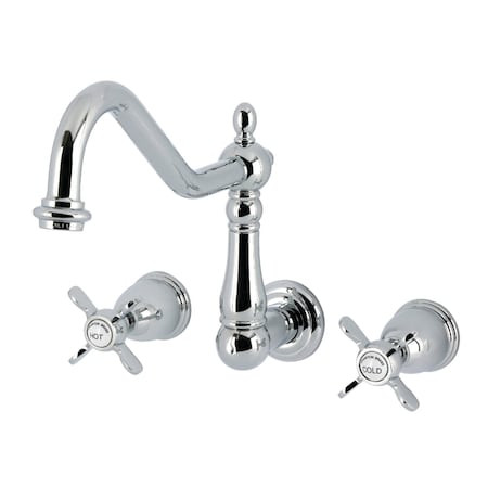 Kingston Brass Two-Handle Wall Mount Kitchen Faucet, Polished Chrome KS1281BEX