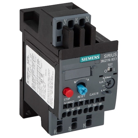 Siemens Overload relay 0.18.0.25 A Thermal For motor protection Size S00 Class 10 3RU2116-0CC1