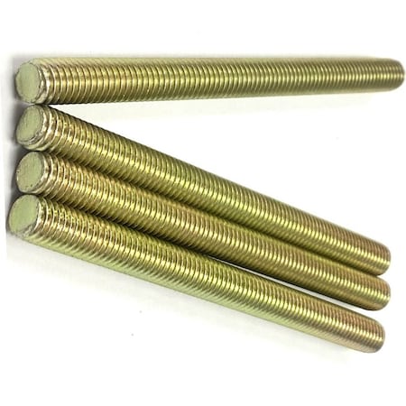 Zmg Fasteners Plus 1/4 - 28 X 1" FULLY THREADED STRAIGHT ROD SAE GR 8 J429 ZINC TRIVALENT YELLOW 2045947