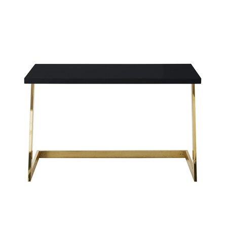 Homeroots 47" Black and Gold Wood and Stainless Steel Sled Writing Desk 543752