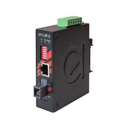 Antaira Compact 10/100TX To 100FX Industrial Media Converter, Single Strand Multi- IMC-C100-WA-M-T