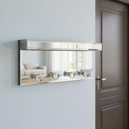 Homeroots 14" Silver Glass Wall Mounted Accent Shelf 639950