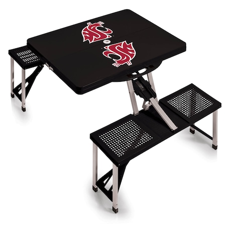 Picnic Time Family Of Brands Washington State Cougars - Picnic Table Portable Folding Table, Black 811-00-175-634-0