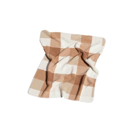 Homeroots 50" X 60" Ivory And Taupe Faux Sherpa Plaid Throw Blanket 483450