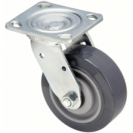 Zoro Select Plate Caster, Swivel, Polyurethane, 6 1/2"H P21S-UP050R-14-DL
