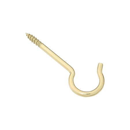 National Hardware V2041 Series Ceiling Hook, 25 lb Working Load, #6, Brass, 2PK N192-278