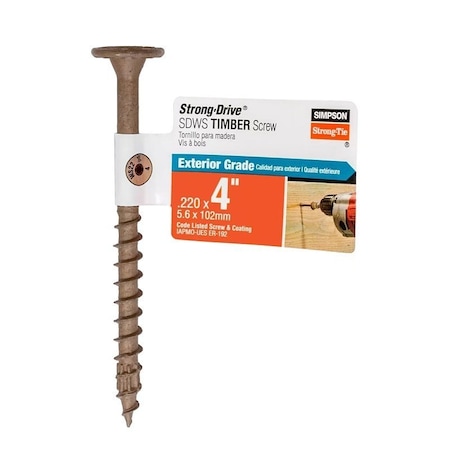 Simpson Strong-Tie Strong-Drive SDWS Timber Screw, 4 in L, Serrated Thread, Washer Head, Steel SDWS22400DB-RP1
