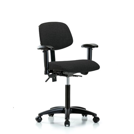 Blue Ridge Ergonomics Chair, Fab, Med Bench, Tilt AA Casters, Blk, 6-Way Adjustable, 22" to 29" Height, Black BR-FMBCH-RG-T1-A1-NF-RC-F42