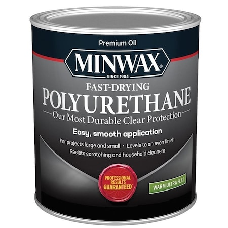 Minwax Fast-Drying Polyurethane, Ultra Flat, Clear, 1 qt 630154444
