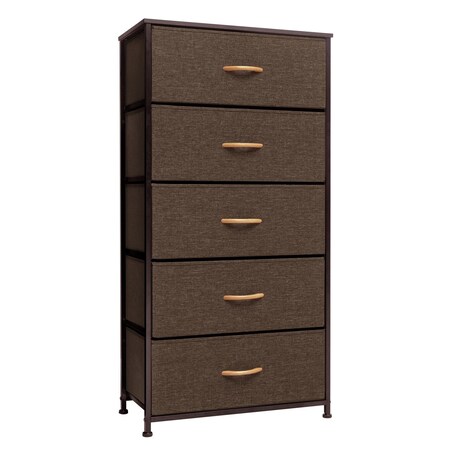 Homeroots 23" Brown Steel and Fabric Five Drawer Chest 484708
