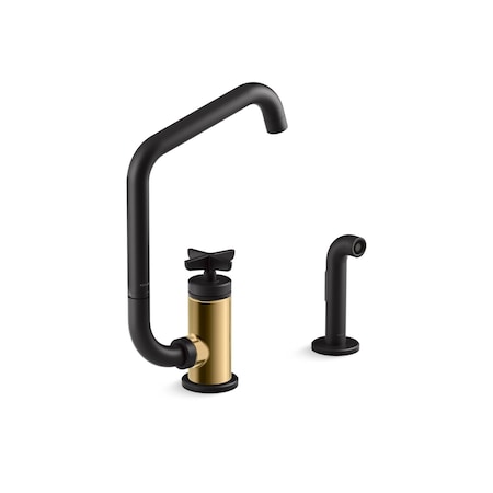 Kohler Billet Single-handle bar sink faucet with two-function extended-reach spout and side sprayer 28667-3-BMB