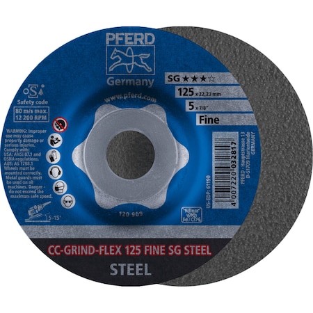 Pferd 4-1/2'' CC-GRIND-FLEX - 7/8'' A.H. - SG STEEL, Coarse 61190