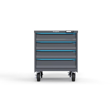 Strong Hold 4 drawer cabinet - (3x 5in, 1x 6in) - Blue accents - E-Lock w/ Tracking S3036-PCTAS-0401FS