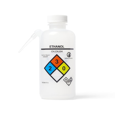 United Scientific UniSafe Ethanol Wash Bottles, Unitary, LDPE, 500 mL, 6PK 36-1001