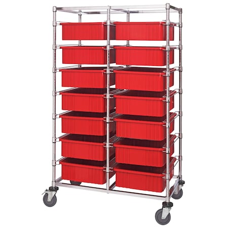Quantum Storage Systems DOUBLE BAY BIN CART W/ DIVIDABLE GRIDS RED BC214069M1DRD