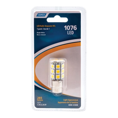 Camco 12V RV Replacement 1076 LED Bulb Bright White 8961880