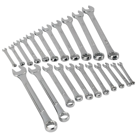 Performance Tool 22 pc. Combination Wrench Set, SAE/Metric, Chrome Vanadium, Storage Rack W1084
