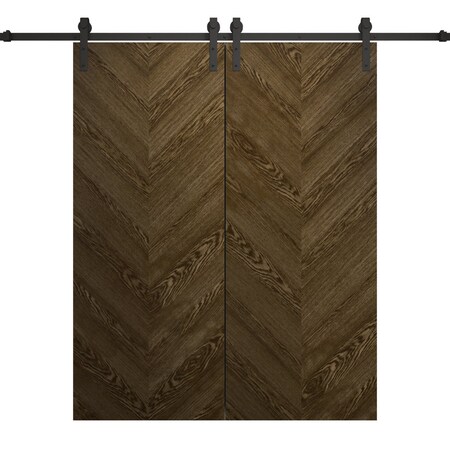 Sartodoors Modern Double Barn Door 36 x 80 inches, Ego 5005 Marble Oak, 13FT Rail Track Set, Solid Panel Int EGO5005DB-DMR-36