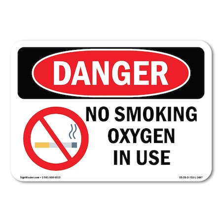 Signmission No Smoking Oxygen In Use ANSI, 14 Inch X 10 Inch, Aluminum Metal Sign OS-DS-A-1014-L-1487