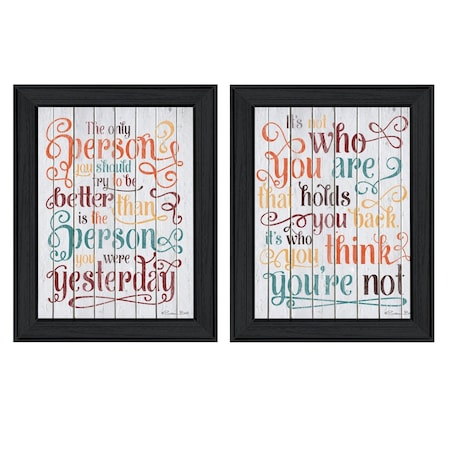 Homeroots Set Of Two The Only Person Black Framed Print Wall Art, 2PK 416032