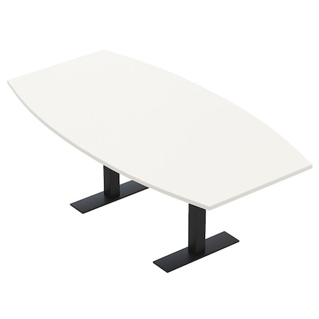 Skutchi Designs 7ft Conference Table With Power Unit | 6 Person Modular Boat Meeting Table | Harmony Series HAR-BOT-48X84-T.BK-W960-NA