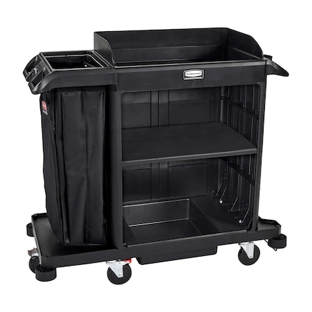 Rubbermaid Commercial Housekeeping Cart, Plastic Frame, Black 2202585