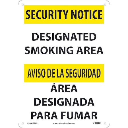Nmc Security Notice Designated Smoking Area Sign - Bilingual, ESSN102RB ESSN102RB