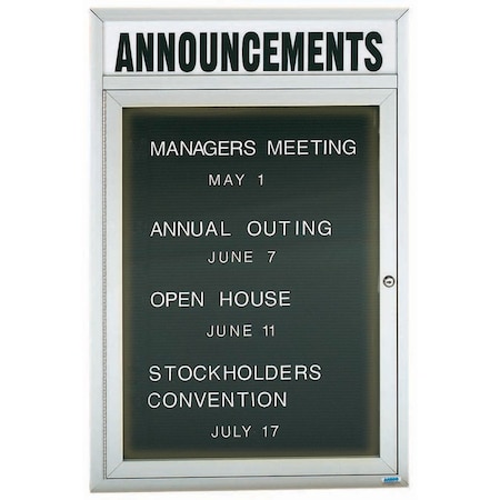 Aarco Illuminated Enclosed Letter Board Directory w/ Clear Satin Anodized Al Frame and Header, 36''Hx24''W ADC3624HI