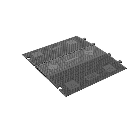 Atlas ADA Compliant Cable Protector Ramp, 1.3 in H, 37 in L, 40 in W, 5 Channel, Polyurethane - Black CP-ADA-5CH-BB