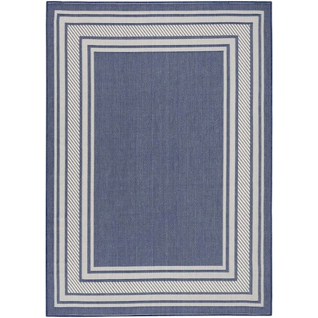 Homeroots 6' X 9' Navy Blue And Ivory Geometric Indoor Outdoor Area Rug 572870