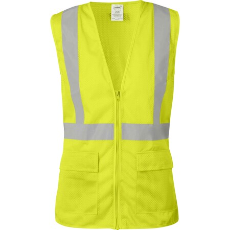 Ironwear Women's Reflective Zipper Safety Vest with 4 Pockets, Lime, 3X-Large 1130-LZ-3XL