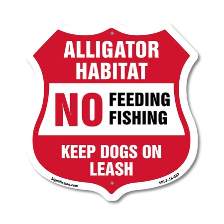 Signmission Alligator Warning Shield Sign Alligator, 18 Inch X 18 Inch, Plastic Sign SHI-P-18-357
