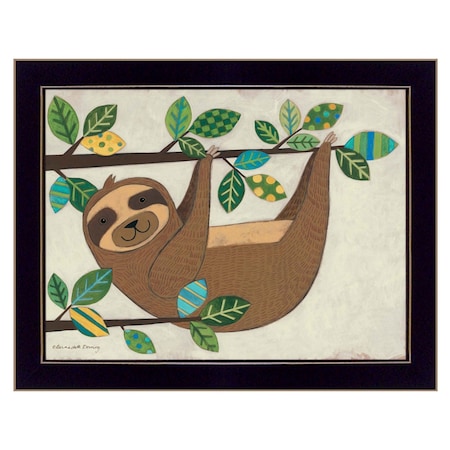 Homeroots Hanging Sloth I 1 Black Framed Print Wall Art 415215