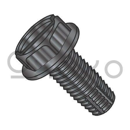Oxoxo 10-24X3/8 Slotted Hex Washer Thread Cutting Screw Type F Fully Threaded Black Oxide, 10000PK 382238