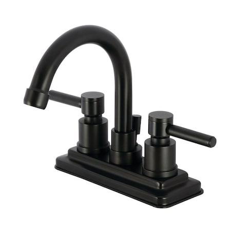 Kingston Brass Double-Handle 4" Centerset Bathroom Faucet with Brass Pop-Up, Matte Black KS8660DL