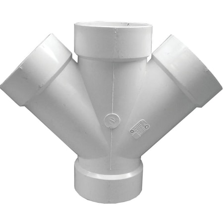 Canplas 192354Z DWV Double Pipe Wye, 4 in, Hub, PVC, White, SCH 40 Schedule 194156P/192354Z