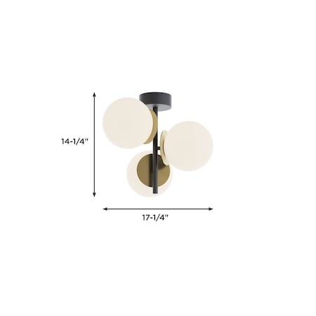 Afx Arren - LED Semi-Flush Mount - Black/Light Antique Brass ARNC17LAJD4BKLB