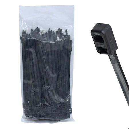 Cable Ties Unlimited Double Loop Cable Tie, 12 in L, 50 lb Strength, 3.0 in Max Bundle Dia, Nylon, UV res, Black 100PK DL12-50-0C