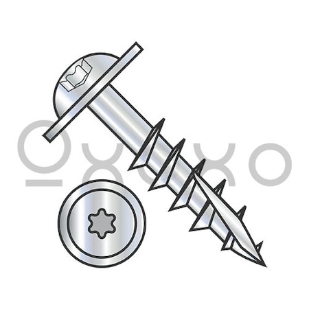 Oxoxo 10-9X3 6 Lobe Round Washer Deep Thread Wood Install Scr Long Type17 2/3Thread Zinc Bake, 1500PK 569357