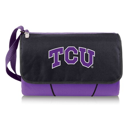 Picnic Time Family Of Brands NCAA TCU Horned Frogs Blanket Tote Outdoor Picnic BlanketPurple with Black Flap 820-00-101-844-0