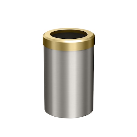 Gatco Modern Round 3 Gal. Wastebasket, Satin Nickel/Brushed Brass Lid 1911B