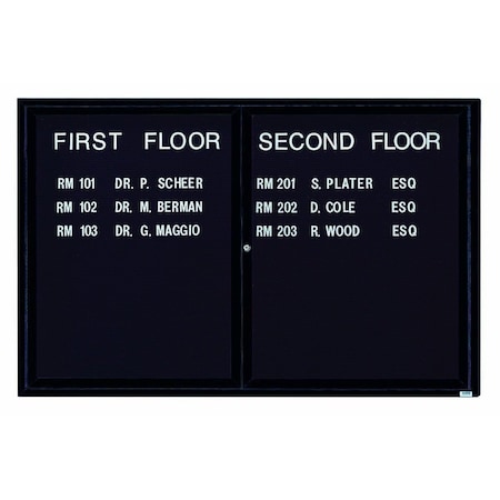 Aarco Illuminated Enclosed Letter Board Directory w/ Bronze Anodized Aluminum Frame, 48''Hx72''W 2 Doors ADC4872IBA