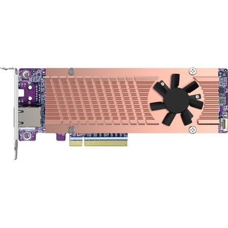 Qnap QM2 series, 2 x PCIe 2280 M.2 SSD slots, PCIe Gen4 x 8, 1 x AQC113C 10GbE NBASE-T port QM2-2P410G1T