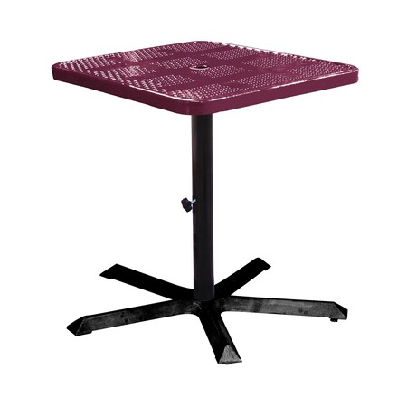 Leisure Craft 36" Square Perforated Pedestal Table, Portable, 40"H, Burgundy SQ36TAB40-BURGUNDY